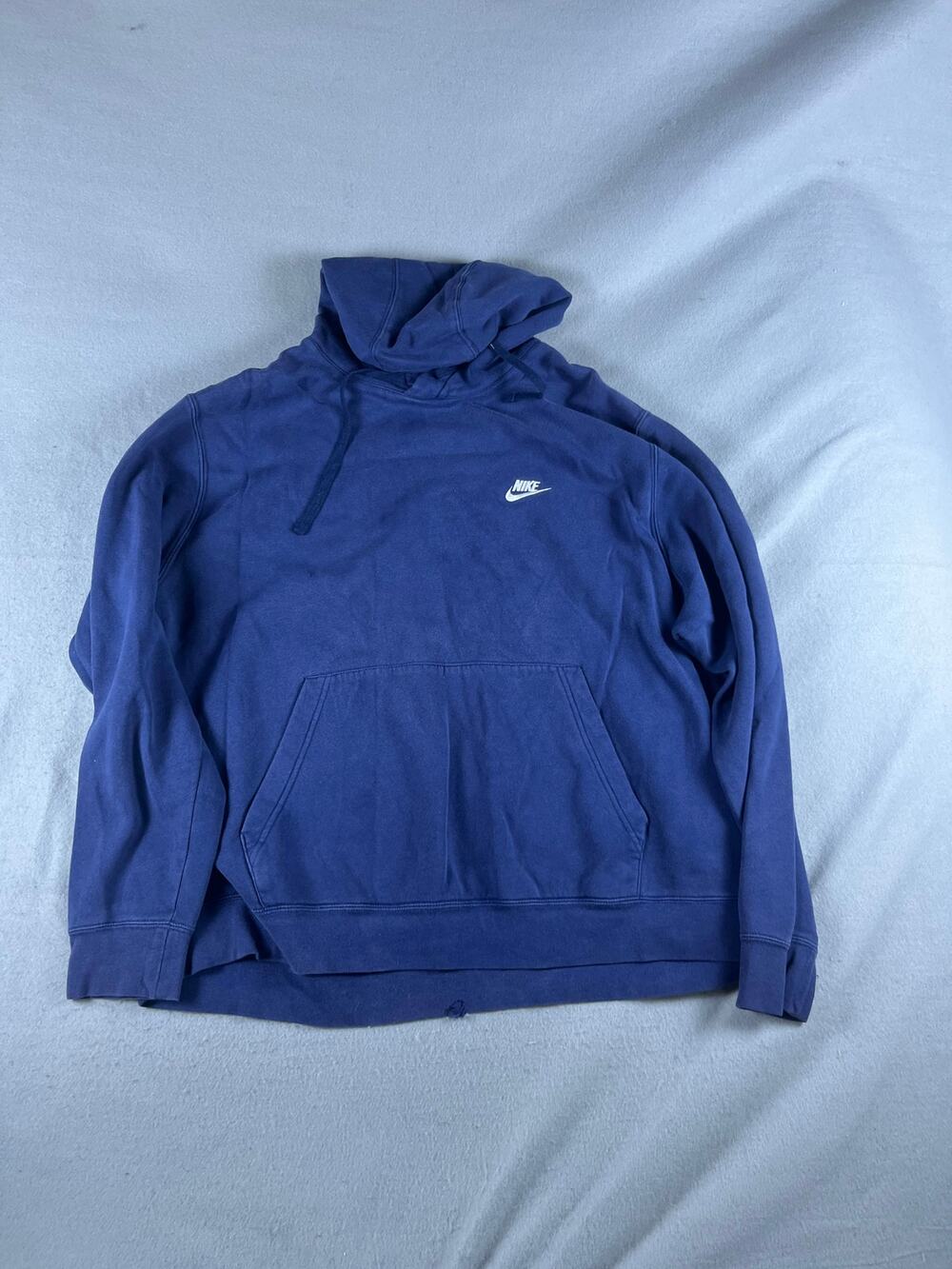 Nike Hoodie Mens XXL Blue White Futura Swoosh Logo Pullover Fleece Sweatshirt